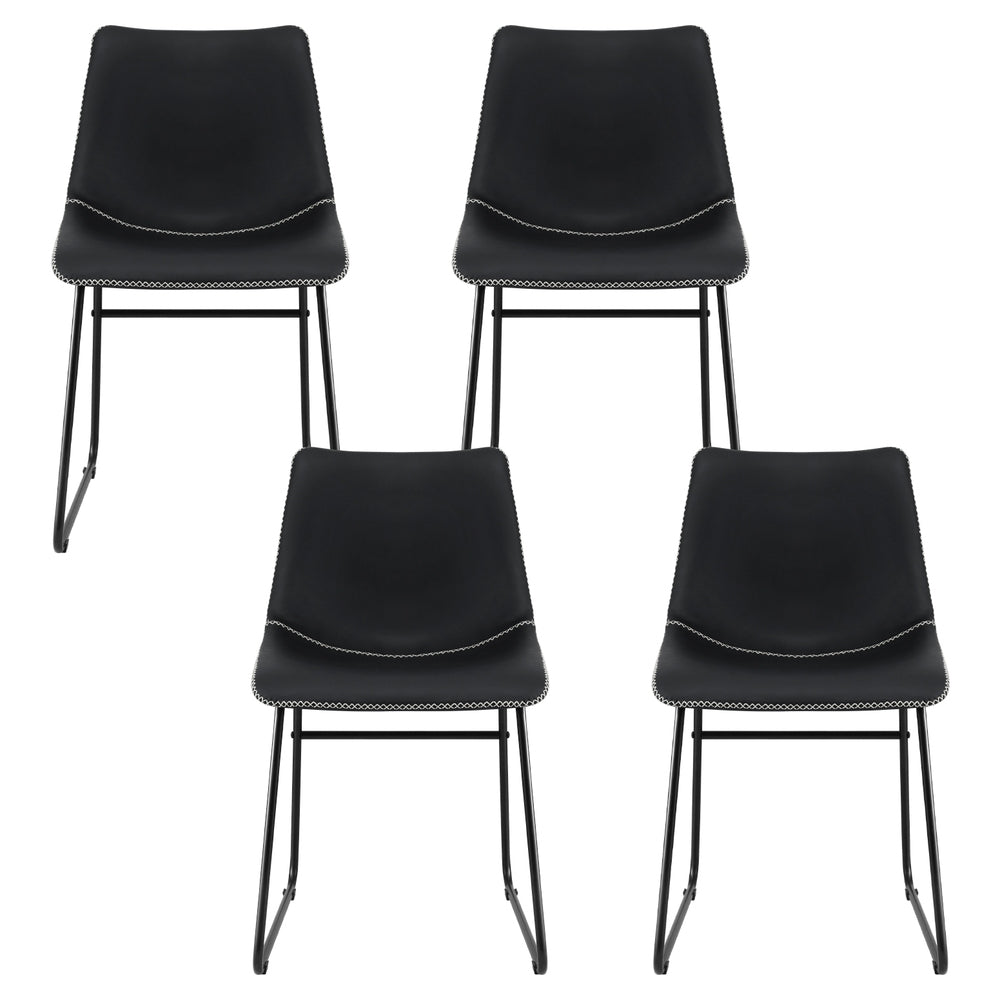 Artiss 4x Dining Chairs Retro PU Leather Kitchen Lounge Cafe Accent Chair Black UPHO-C-DIN-2503-BKX4
