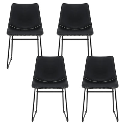 Artiss 4x Dining Chairs Retro PU Leather Kitchen Lounge Cafe Accent Chair Black UPHO-C-DIN-2503-BKX4