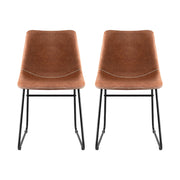 Artiss 2x Dining Chairs Retro PU Leather Kitchen Lounge Cafe Accent Chair Brown UPHO-C-DIN-2503-BRX2