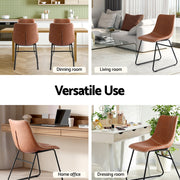 Artiss 2x Dining Chairs Retro PU Leather Kitchen Lounge Cafe Accent Chair Brown UPHO-C-DIN-2503-BRX2