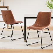 Artiss 2x Dining Chairs Retro PU Leather Kitchen Lounge Cafe Accent Chair Brown UPHO-C-DIN-2503-BRX2