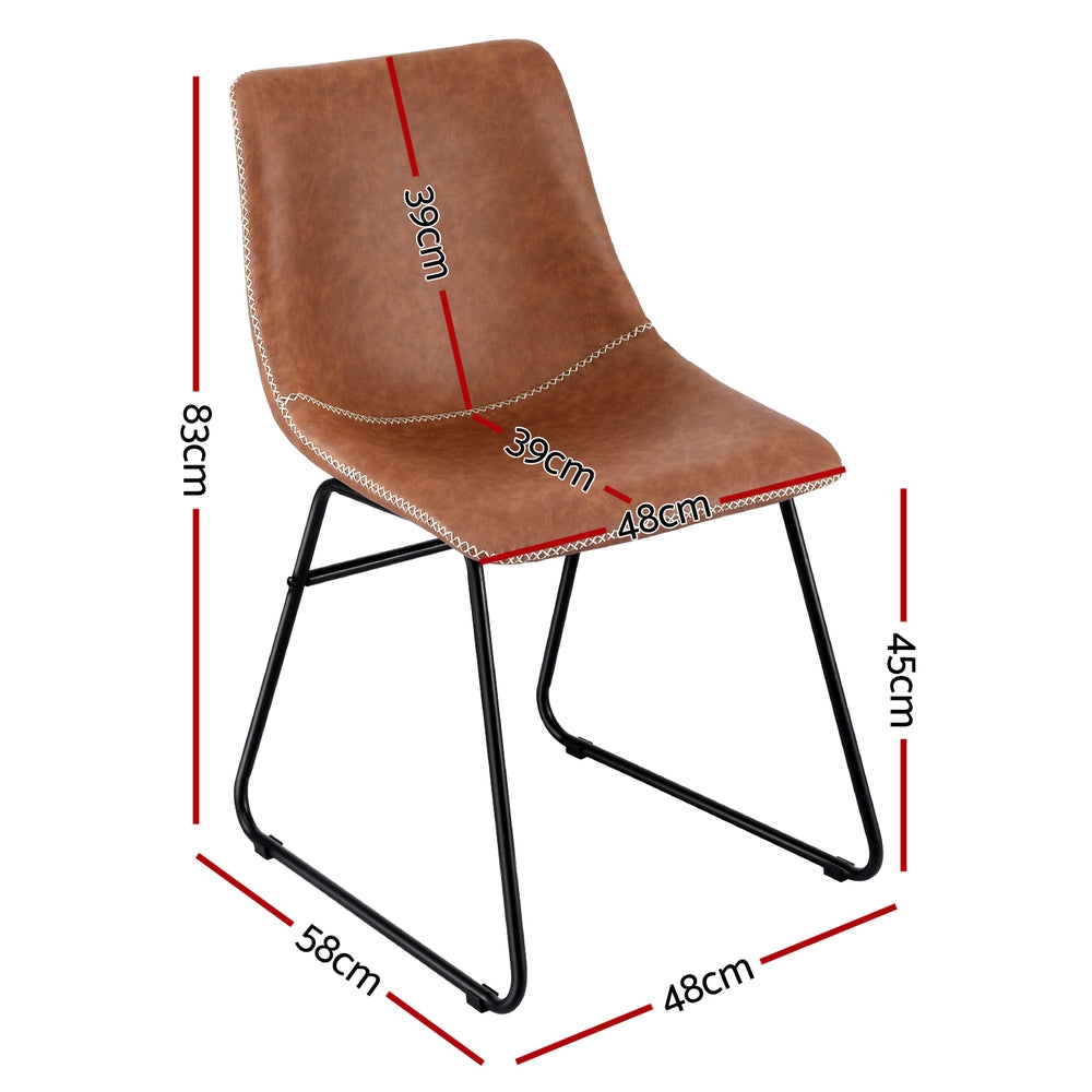 Artiss 4x Dining Chairs Retro PU Leather Kitchen Lounge Cafe Accent Chair Brown UPHO-C-DIN-2503-BRX4