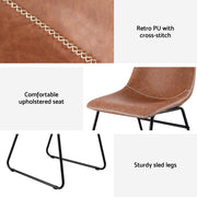 Artiss 4x Dining Chairs Retro PU Leather Kitchen Lounge Cafe Accent Chair Brown UPHO-C-DIN-2503-BRX4