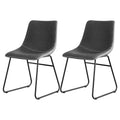 Artiss 2x Dining Chairs Retro PU Leather Kitchen Lounge Cafe Accent Chair Grey UPHO-C-DIN-2503-GYX2