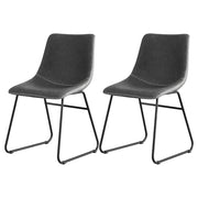 Artiss 2x Dining Chairs Retro PU Leather Kitchen Lounge Cafe Accent Chair Grey UPHO-C-DIN-2503-GYX2