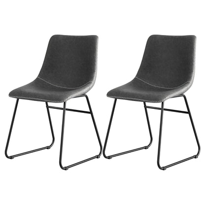 Artiss 2x Dining Chairs Retro PU Leather Kitchen Lounge Cafe Accent Chair Grey UPHO-C-DIN-2503-GYX2