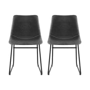 Artiss 2x Dining Chairs Retro PU Leather Kitchen Lounge Cafe Accent Chair Grey UPHO-C-DIN-2503-GYX2