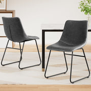 Artiss 2x Dining Chairs Retro PU Leather Kitchen Lounge Cafe Accent Chair Grey UPHO-C-DIN-2503-GYX2