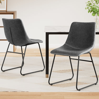 Artiss 2x Dining Chairs Retro PU Leather Kitchen Lounge Cafe Accent Chair Grey UPHO-C-DIN-2503-GYX2