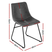 Artiss 4x Dining Chairs Retro PU Leather Kitchen Lounge Cafe Accent Chair Grey UPHO-C-DIN-2503-GYX4