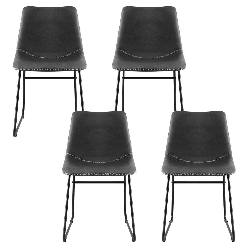 Artiss 4x Dining Chairs Retro PU Leather Kitchen Lounge Cafe Accent Chair Grey UPHO-C-DIN-2503-GYX4