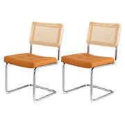 Artiss Dining Chairs Set of 2 PU Leather Rattan Cantilever Brown UPHO-C-DIN-2504-BRX2