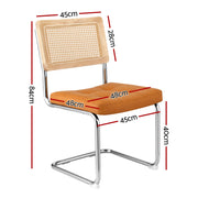 Artiss Dining Chairs Set of 2 PU Leather Rattan Cantilever Brown UPHO-C-DIN-2504-BRX2