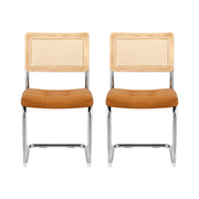 Artiss Dining Chairs Set of 2 PU Leather Rattan Cantilever Brown UPHO-C-DIN-2504-BRX2