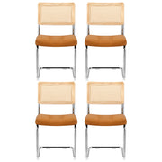 Artiss Dining Chairs Set of 4 PU Leather Rattan Cantilever Brown UPHO-C-DIN-2504-BRX4