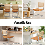 Artiss Dining Chairs Set of 4 PU Leather Rattan Cantilever Brown UPHO-C-DIN-2504-BRX4