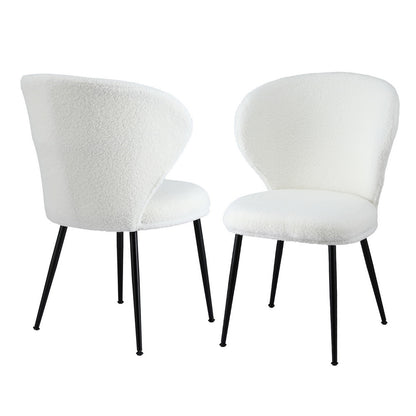 Artiss 2x Dining Chairs Sherpa Boucle Wing Back White UPHO-C-DIN-2514-WHX2