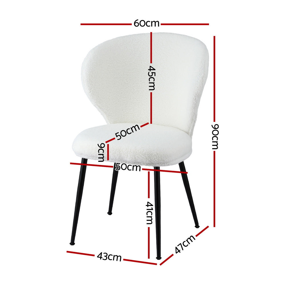 Artiss 2x Dining Chairs Sherpa Boucle Wing Back White UPHO-C-DIN-2514-WHX2