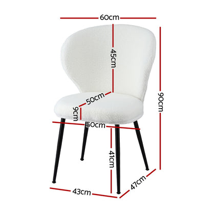 Artiss 2x Dining Chairs Sherpa Boucle Wing Back White UPHO-C-DIN-2514-WHX2