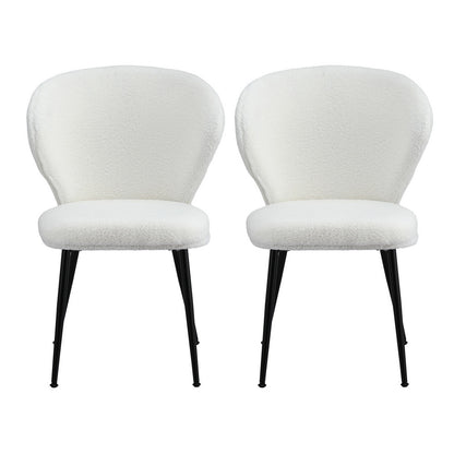 Artiss 2x Dining Chairs Sherpa Boucle Wing Back White UPHO-C-DIN-2514-WHX2