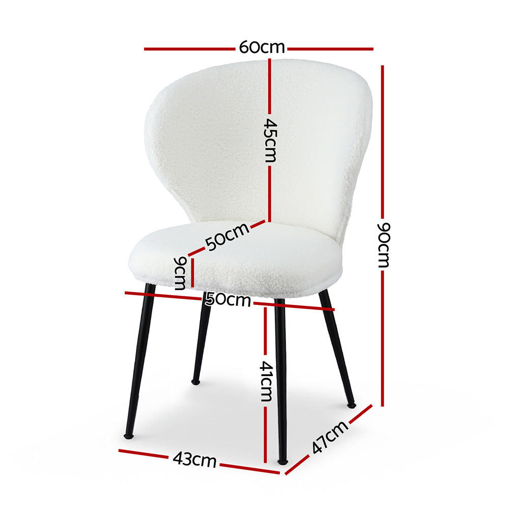 Artiss 4x Dining Chairs Sherpa Boucle Wing Back White UPHO-C-DIN-2514-WHX4