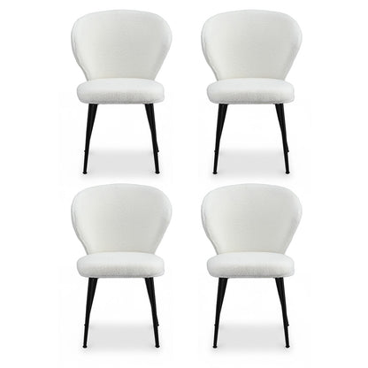 Artiss 4x Dining Chairs Sherpa Boucle Wing Back White UPHO-C-DIN-2514-WHX4