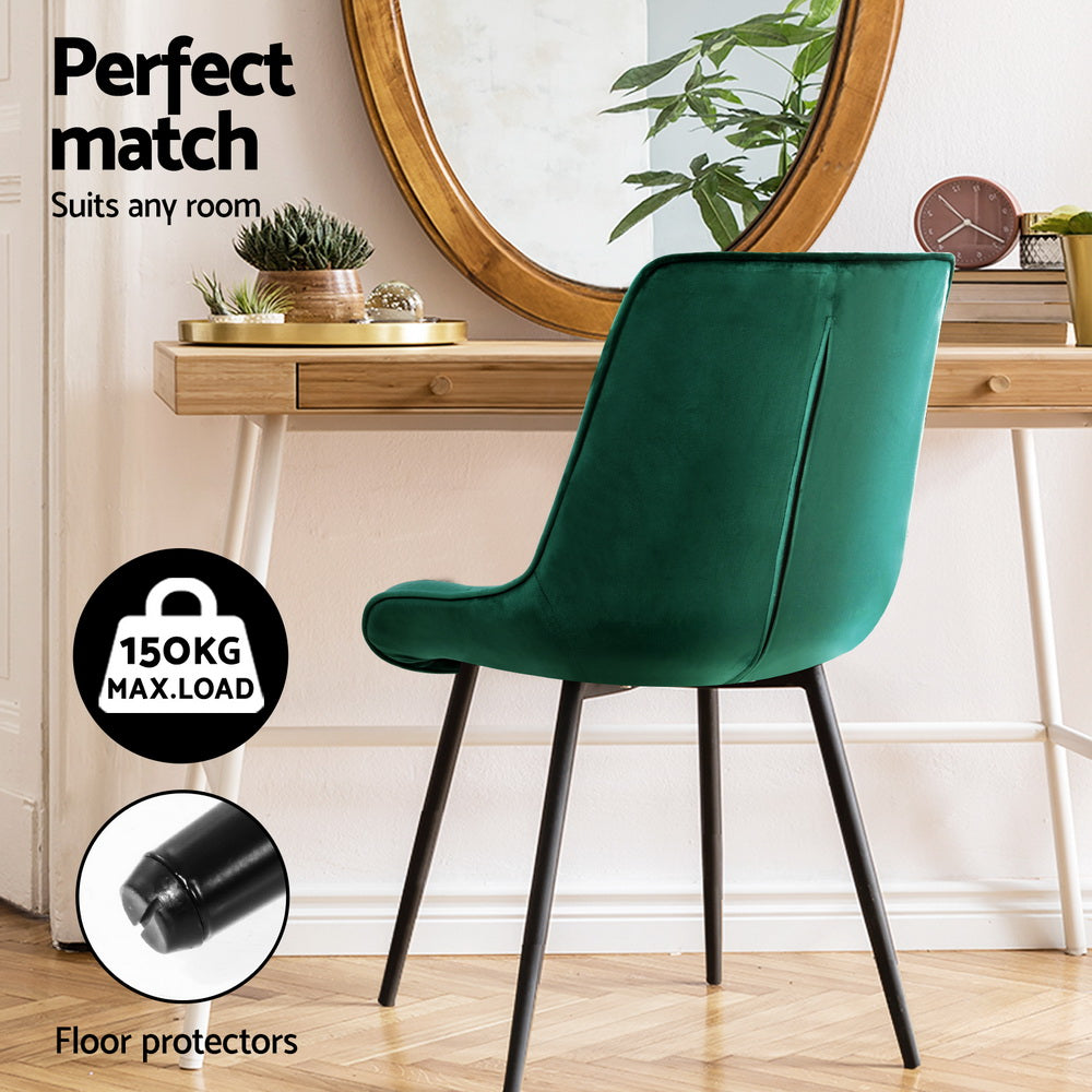Artiss Dining Chairs Set of 4 Velvet Diamond Tufted Green UPHO-C-DIN-5218-VEL-GRX4