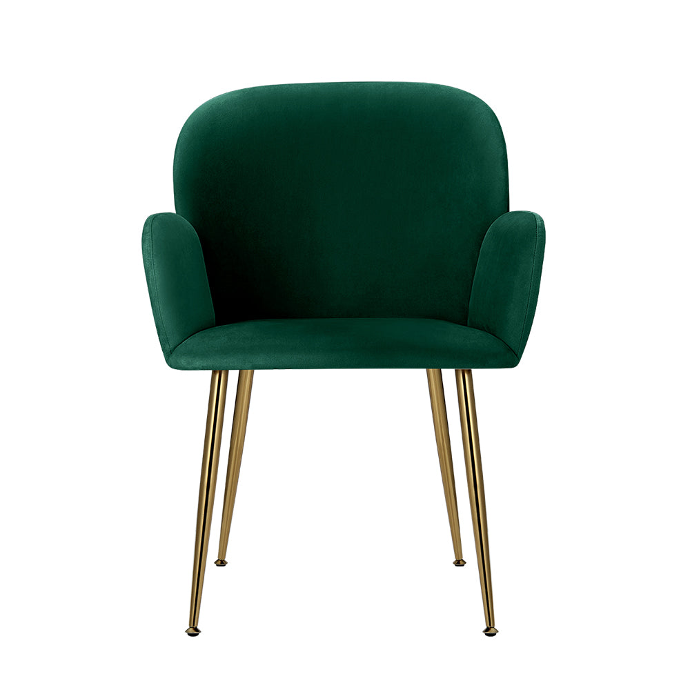 Artiss Dining Chairs Set of 2 Velvet Armchair Green UPHO-C-DIN-5220-VEL-GRX2