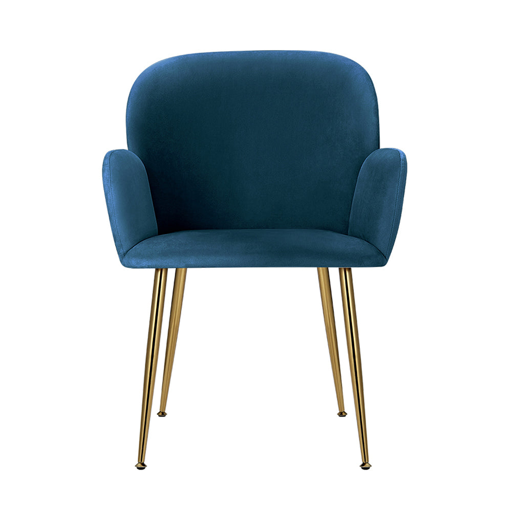 Artiss Dining Chairs Set of 2 Velvet Armchair Blue UPHO-C-DIN-5220-VEL-NAX2
