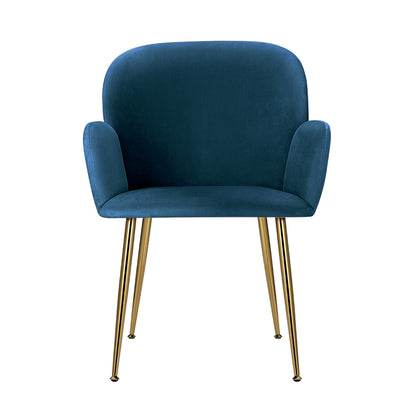 Artiss Dining Chairs Set of 2 Velvet Armchair Blue UPHO-C-DIN-5220-VEL-NAX2