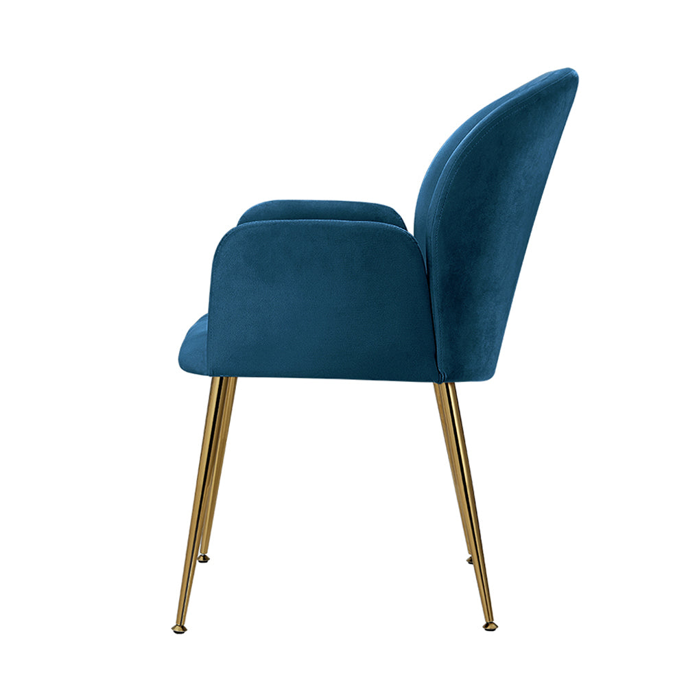 Artiss Dining Chairs Set of 2 Velvet Armchair Blue UPHO-C-DIN-5220-VEL-NAX2