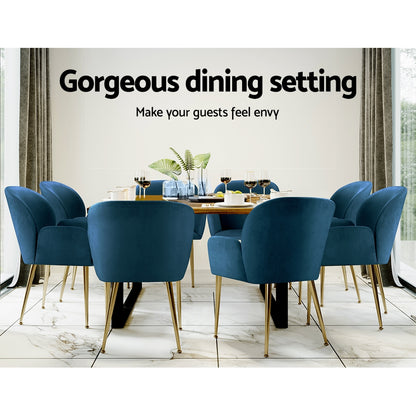 Artiss Dining Chairs Set of 2 Velvet Armchair Blue UPHO-C-DIN-5220-VEL-NAX2