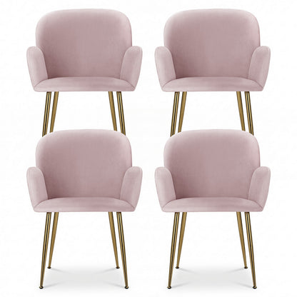 Artiss Dining Chairs Set of 4 Velvet Armchair Pink UPHO-C-DIN-5220-VEL-PKX4
