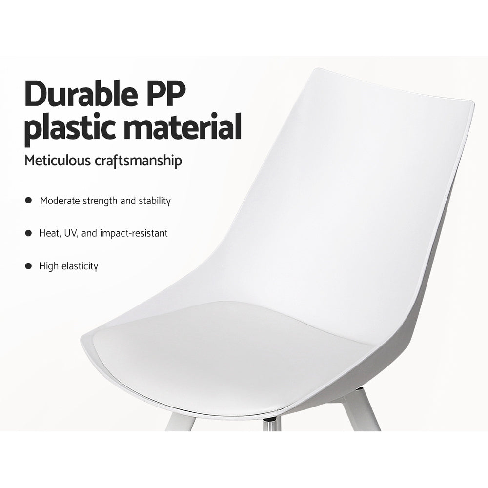 Artiss Dining Chairs Set of 2 PU Leather Plastic Metal White UPHO-C-DIN-5221-WHX2