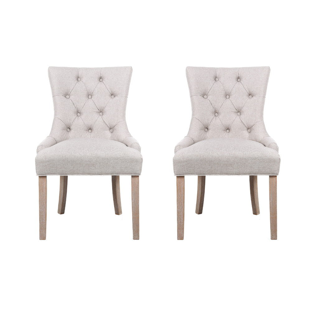 Artiss Dining Chairs Set of 2 Linen French Provincial Beige UPHO-C-DIN470-BGX2
