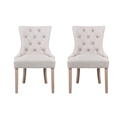 Artiss Dining Chairs Set of 2 Linen French Provincial Beige UPHO-C-DIN470-BGX2
