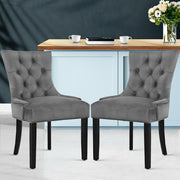 Artiss Dining Chairs Set of 2 Velvet French Provincial Grey UPHO-C-DIN470-VEL-GYX2