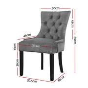 Artiss Dining Chairs Set of 2 Velvet French Provincial Grey UPHO-C-DIN470-VEL-GYX2