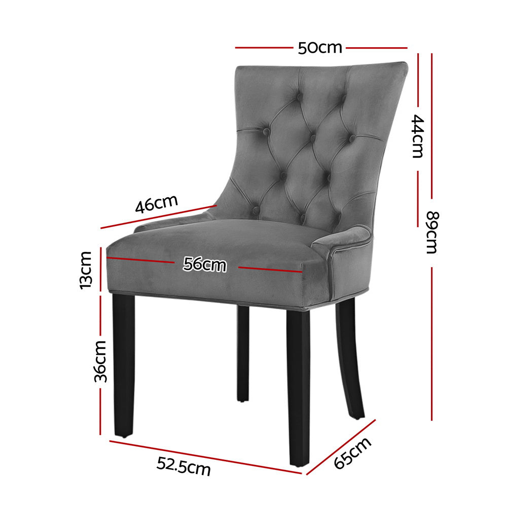 Artiss Dining Chairs Set of 2 Velvet French Provincial Grey UPHO-C-DIN470-VEL-GYX2