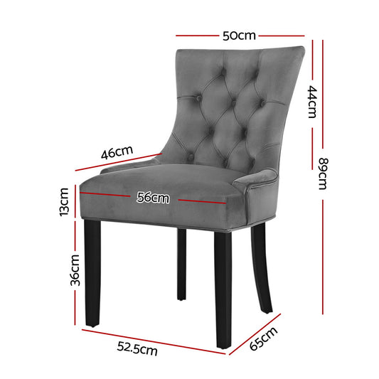 Artiss Dining Chairs Set of 2 Velvet French Provincial Grey UPHO-C-DIN470-VEL-GYX2