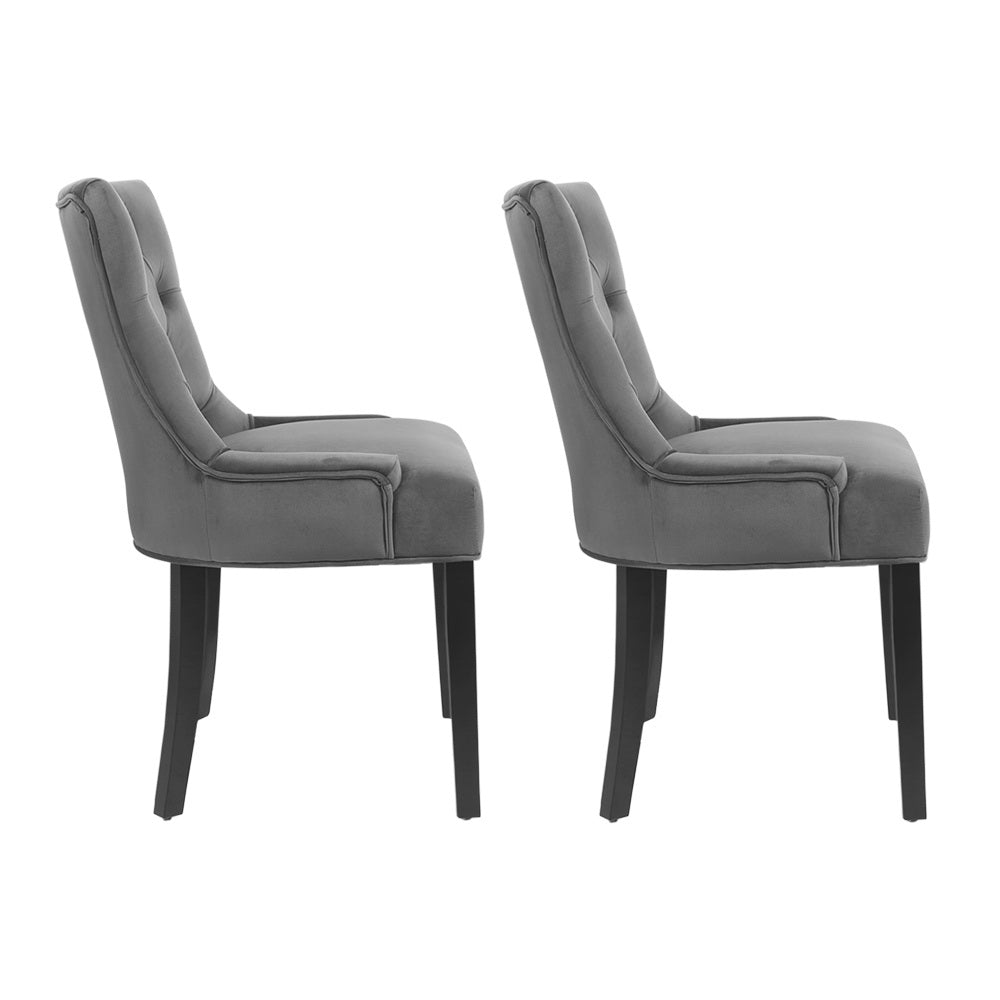 Artiss Dining Chairs Set of 2 Velvet French Provincial Grey UPHO-C-DIN470-VEL-GYX2