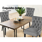 Artiss Dining Chairs Set of 2 Velvet French Provincial Grey UPHO-C-DIN470-VEL-GYX2
