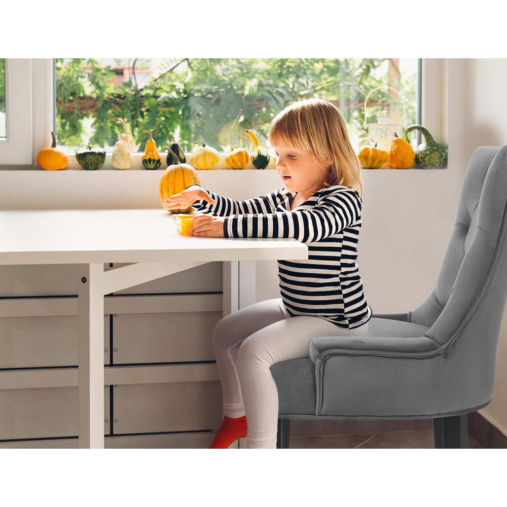 Artiss Dining Chairs Set of 2 Velvet French Provincial Grey UPHO-C-DIN470-VEL-GYX2