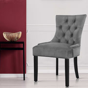 Artiss Dining Chairs Set of 2 Velvet French Provincial Grey UPHO-C-DIN470-VEL-GYX2