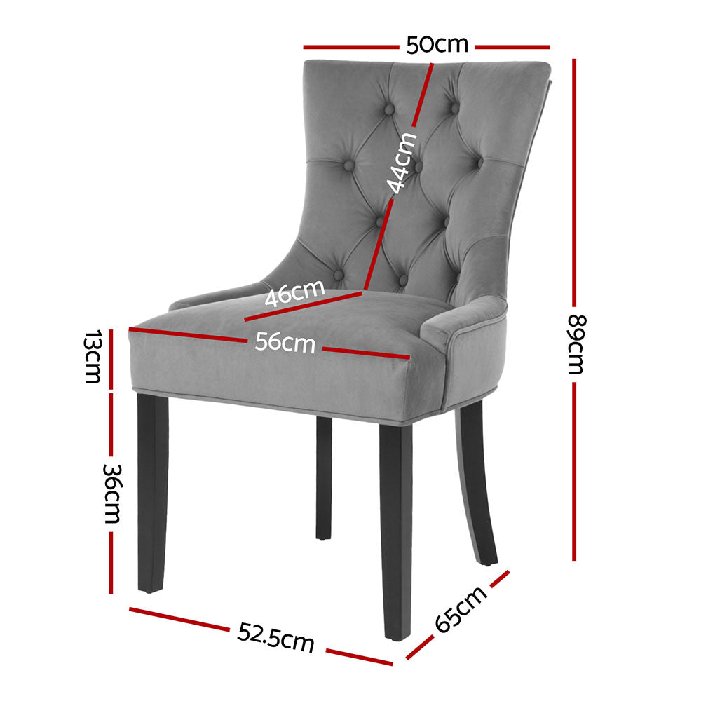 Artiss Dining Chairs Set of 4 Velvet French Provincial Grey UPHO-C-DIN470-VEL-GYX4