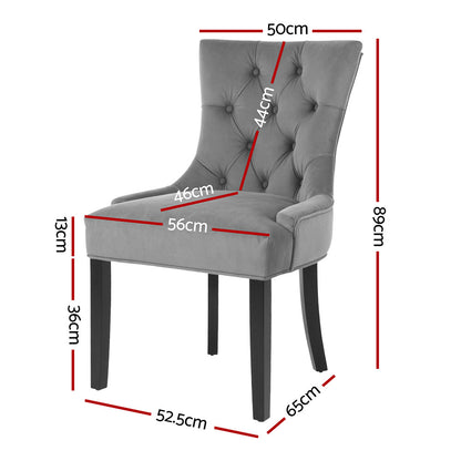 Artiss Dining Chairs Set of 4 Velvet French Provincial Grey UPHO-C-DIN470-VEL-GYX4