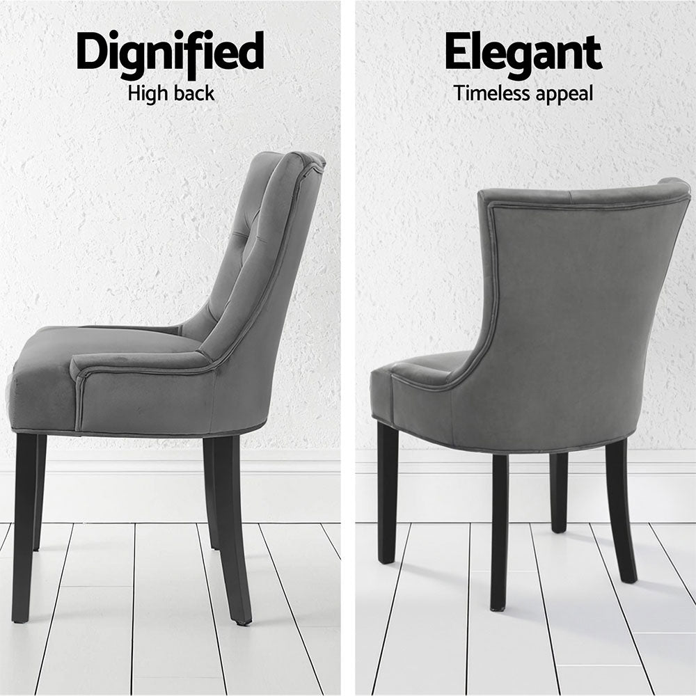 Artiss Dining Chairs Set of 4 Velvet French Provincial Grey UPHO-C-DIN470-VEL-GYX4
