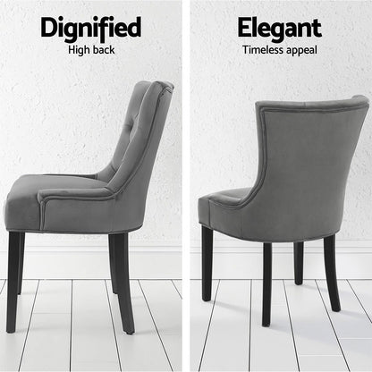 Artiss Dining Chairs Set of 4 Velvet French Provincial Grey UPHO-C-DIN470-VEL-GYX4
