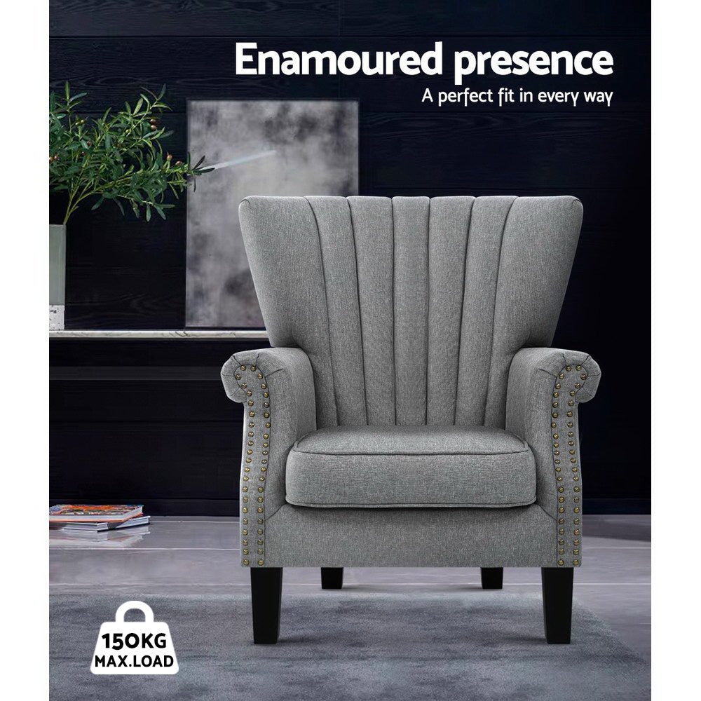 Artiss Armchair Wingback Grey Andrew UPHO-C-EMPO-GY