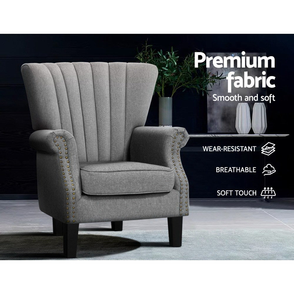 Artiss Armchair Wingback Grey Andrew UPHO-C-EMPO-GY